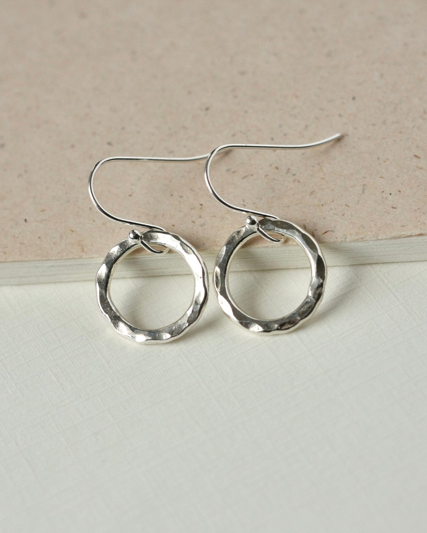 Hammered Sterling Silver Circle Earrings