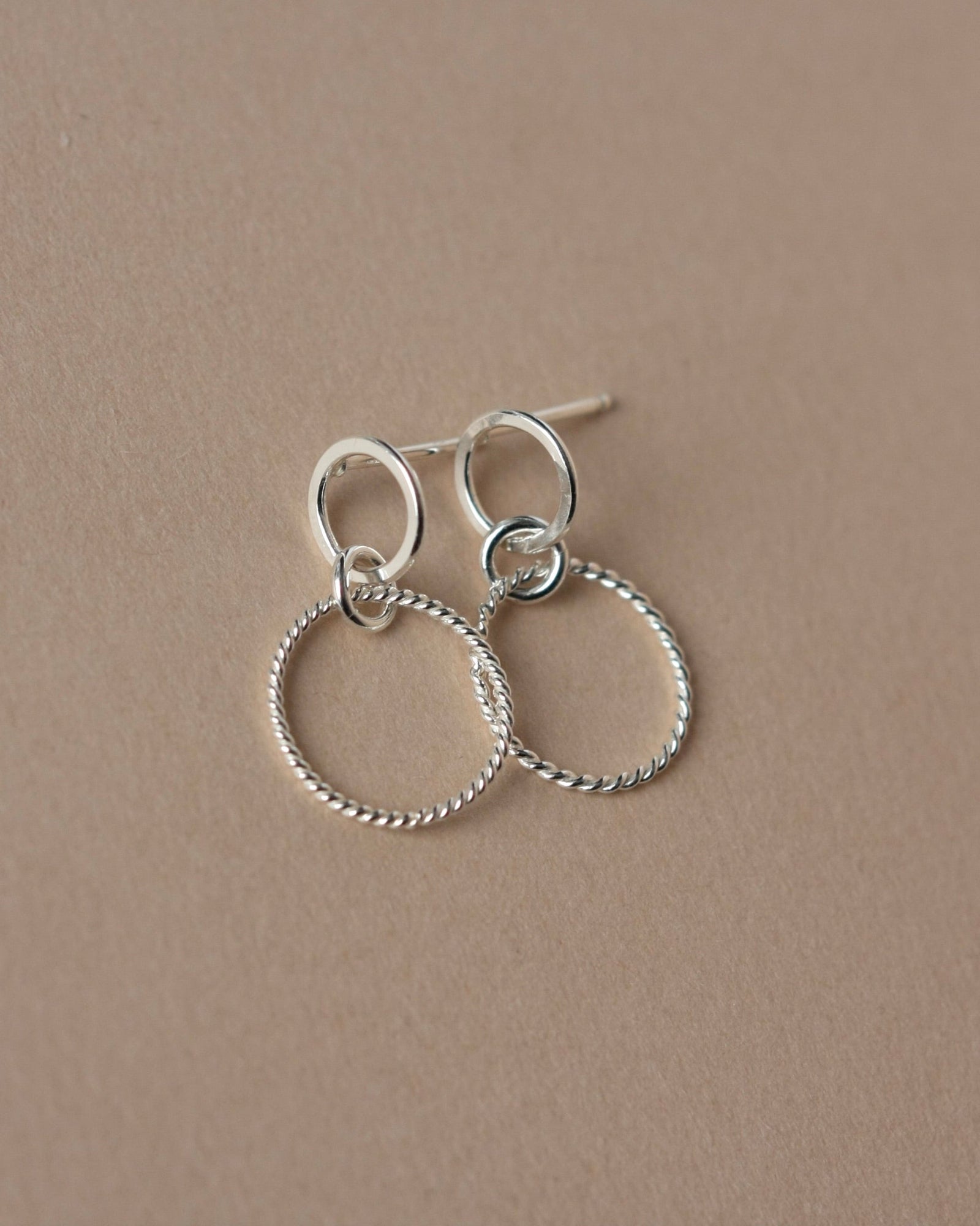 Sterling Silver Double Circle Dangling Studs
