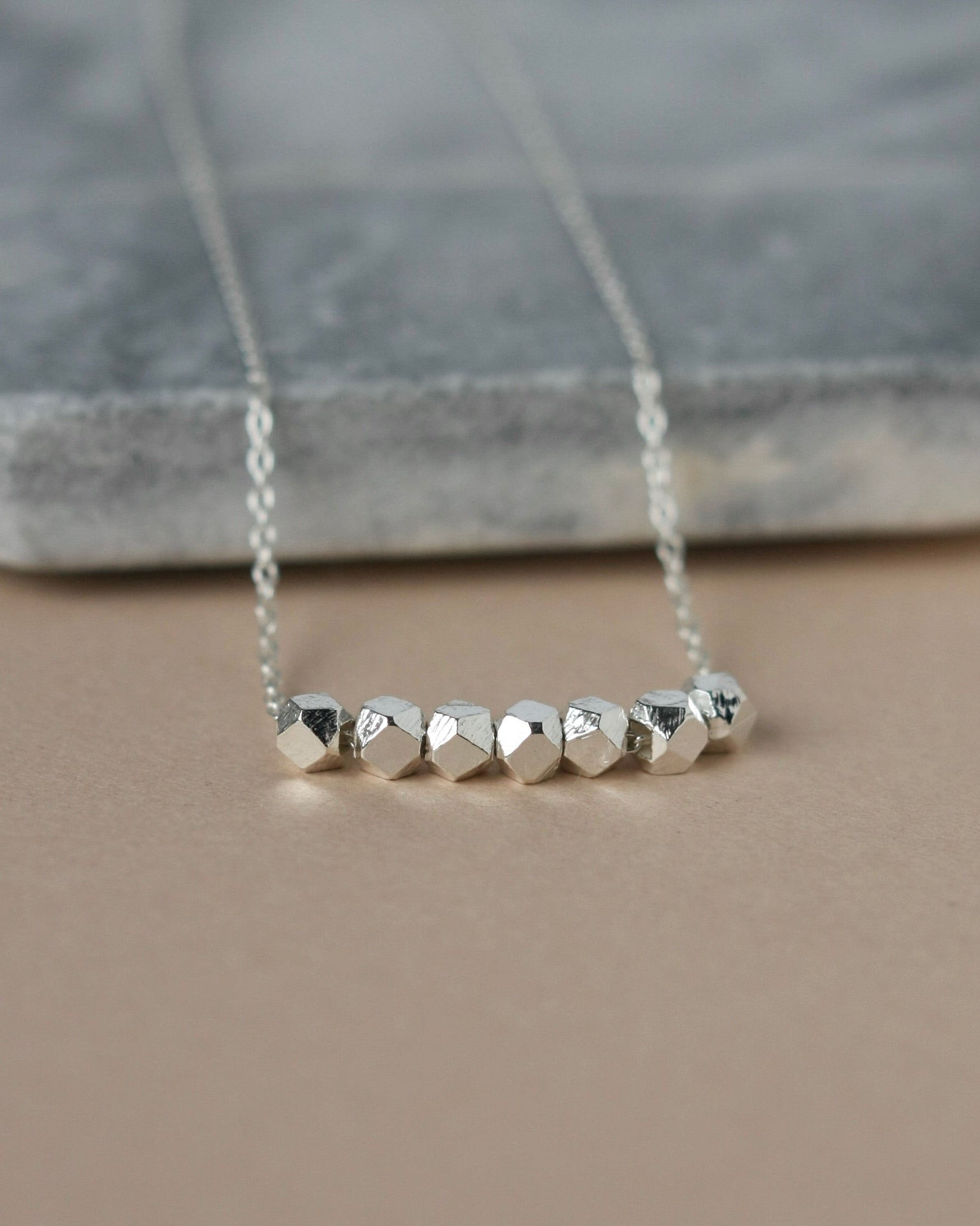 Sterling Silver Faceted Bead Nugget Necklace