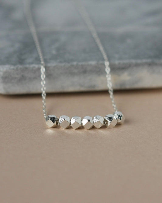 Sterling Silver Faceted Bead Nugget Necklace