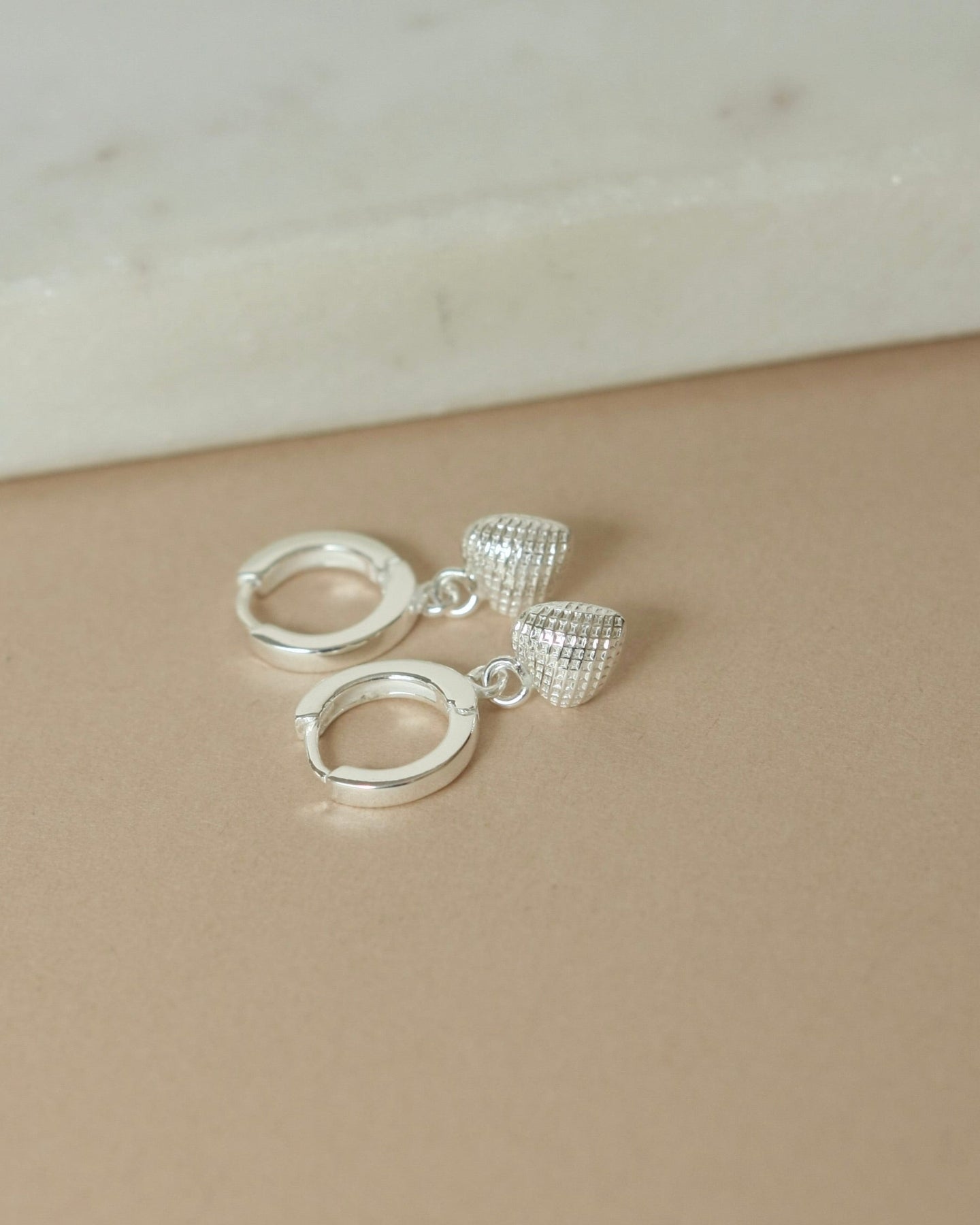 Small Dainty Sterling Silver Heart Huggie Hoops