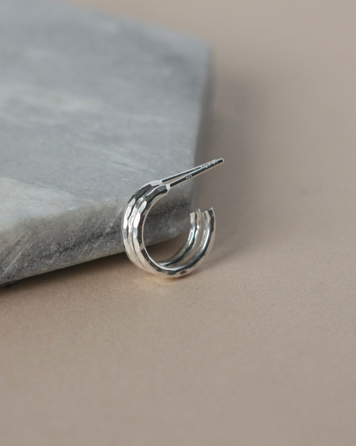 Small Hammered Sterling Silver Everyday Hoops