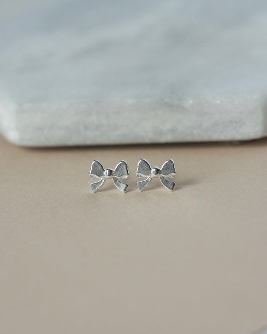 Sterling Silver Ribbon Bow Studs