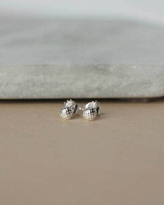 Tiny Sterling Silver Pineapple Studs