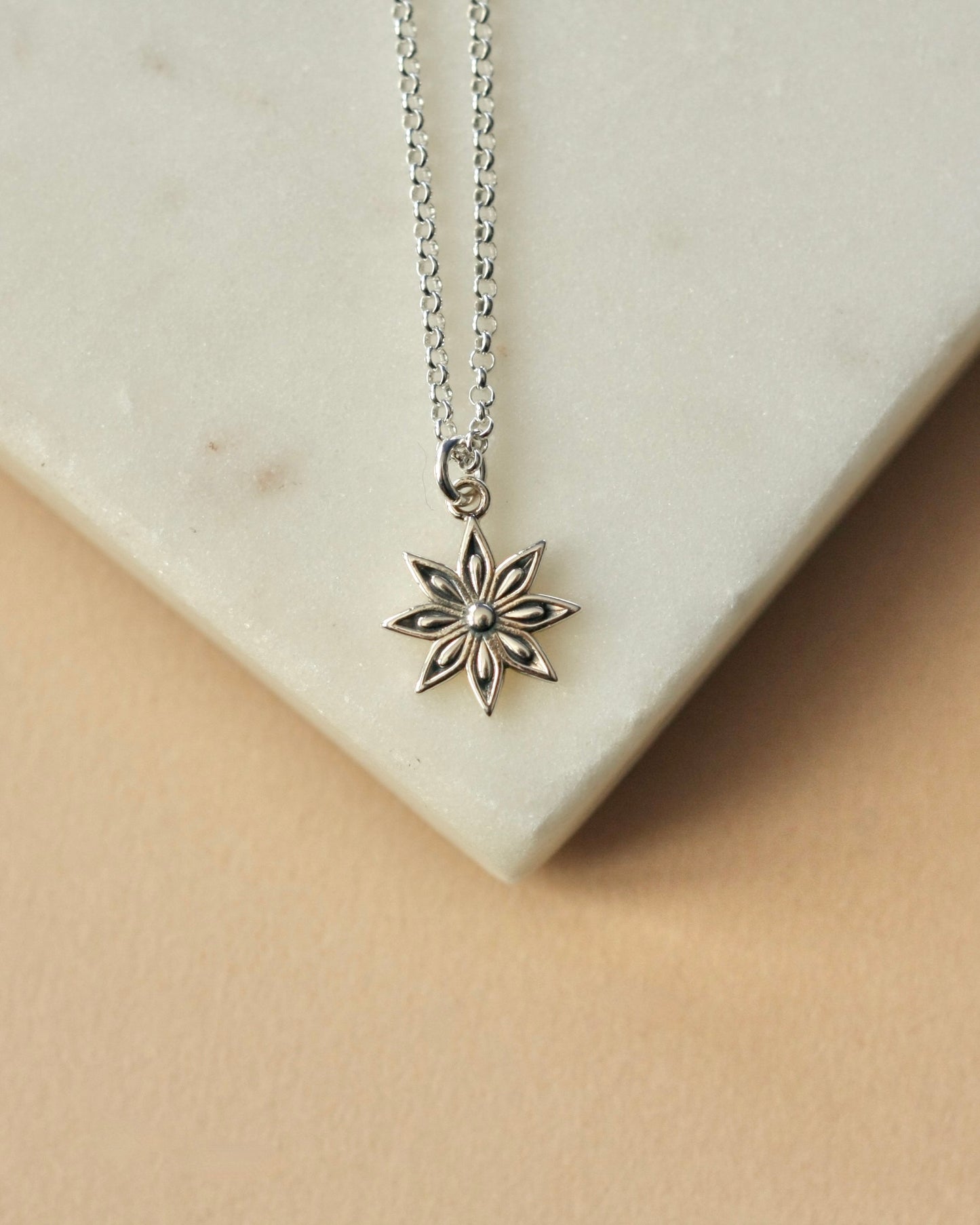 Sterling Silver Flower Charm Necklace
