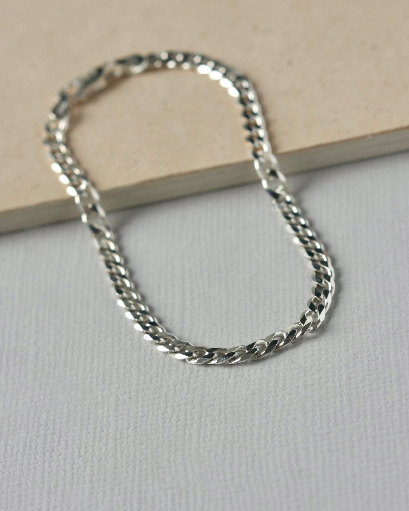 Thick Sterling Silver Curb Chain Bracelet