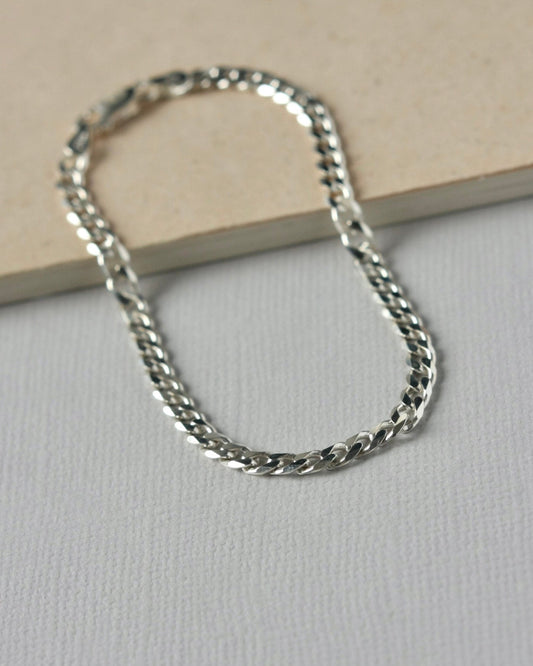 Thick Sterling Silver Curb Chain Bracelet