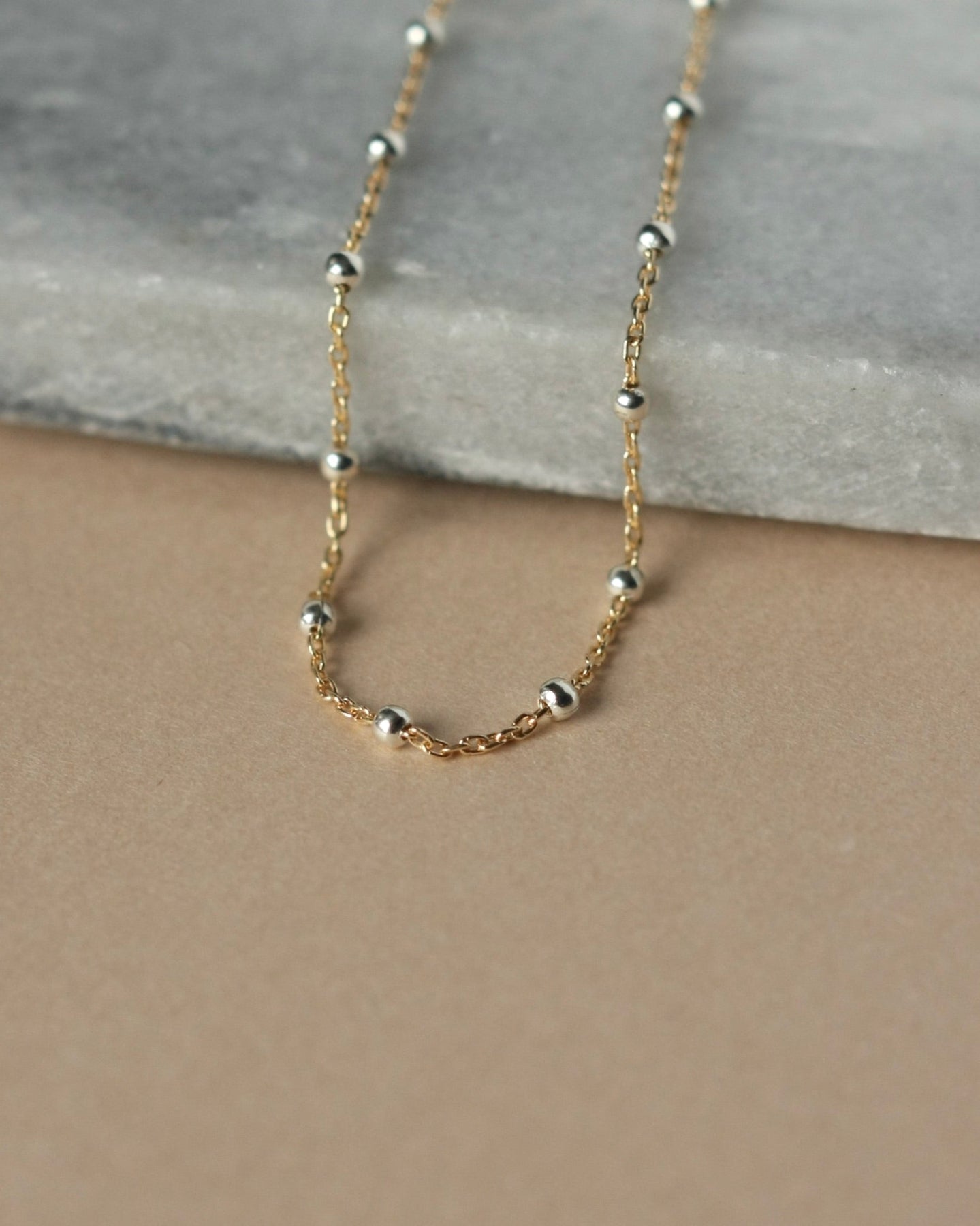 Dainty Mixed Metal Satellite Chain Necklace