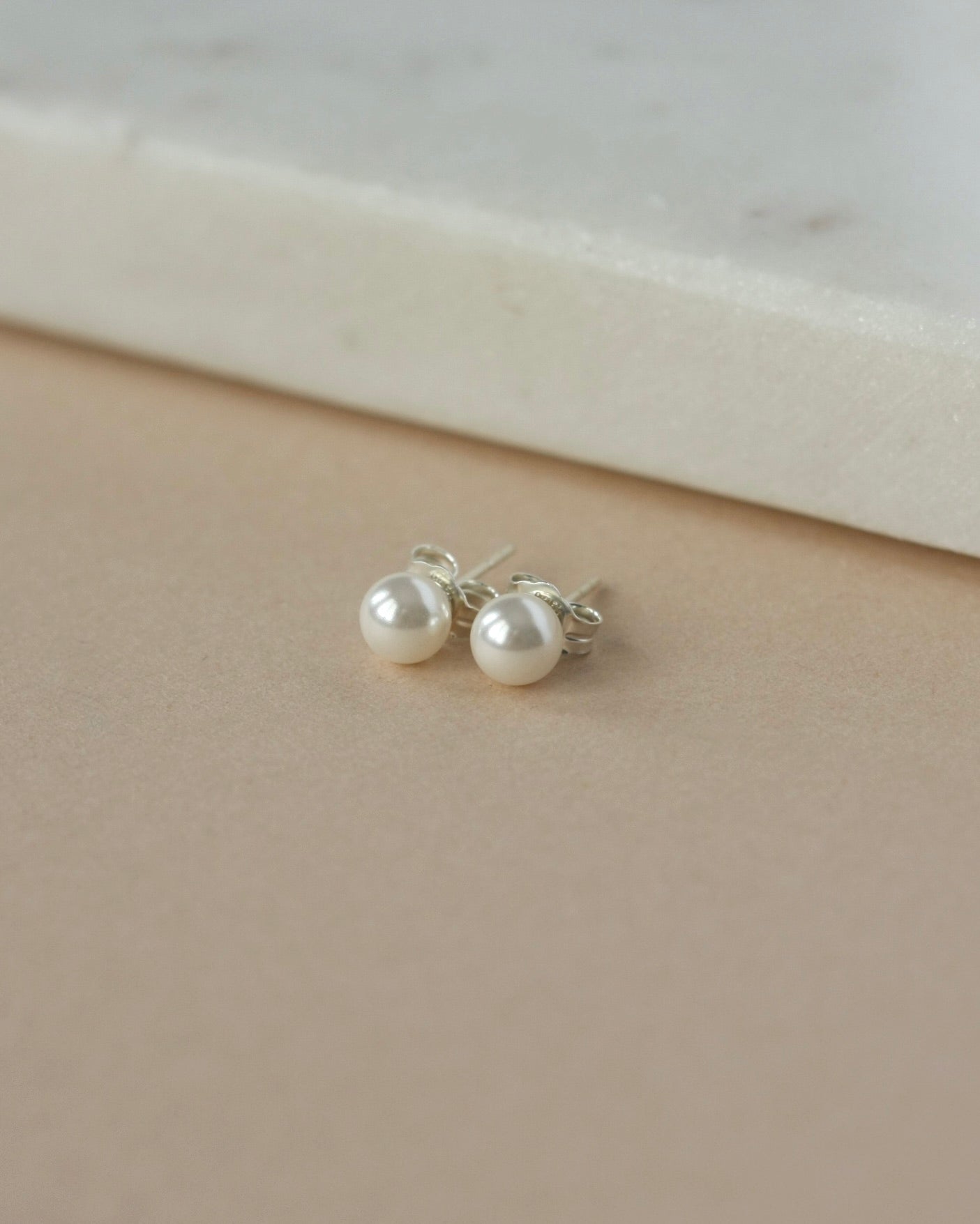 White Pearl Stud Earrings