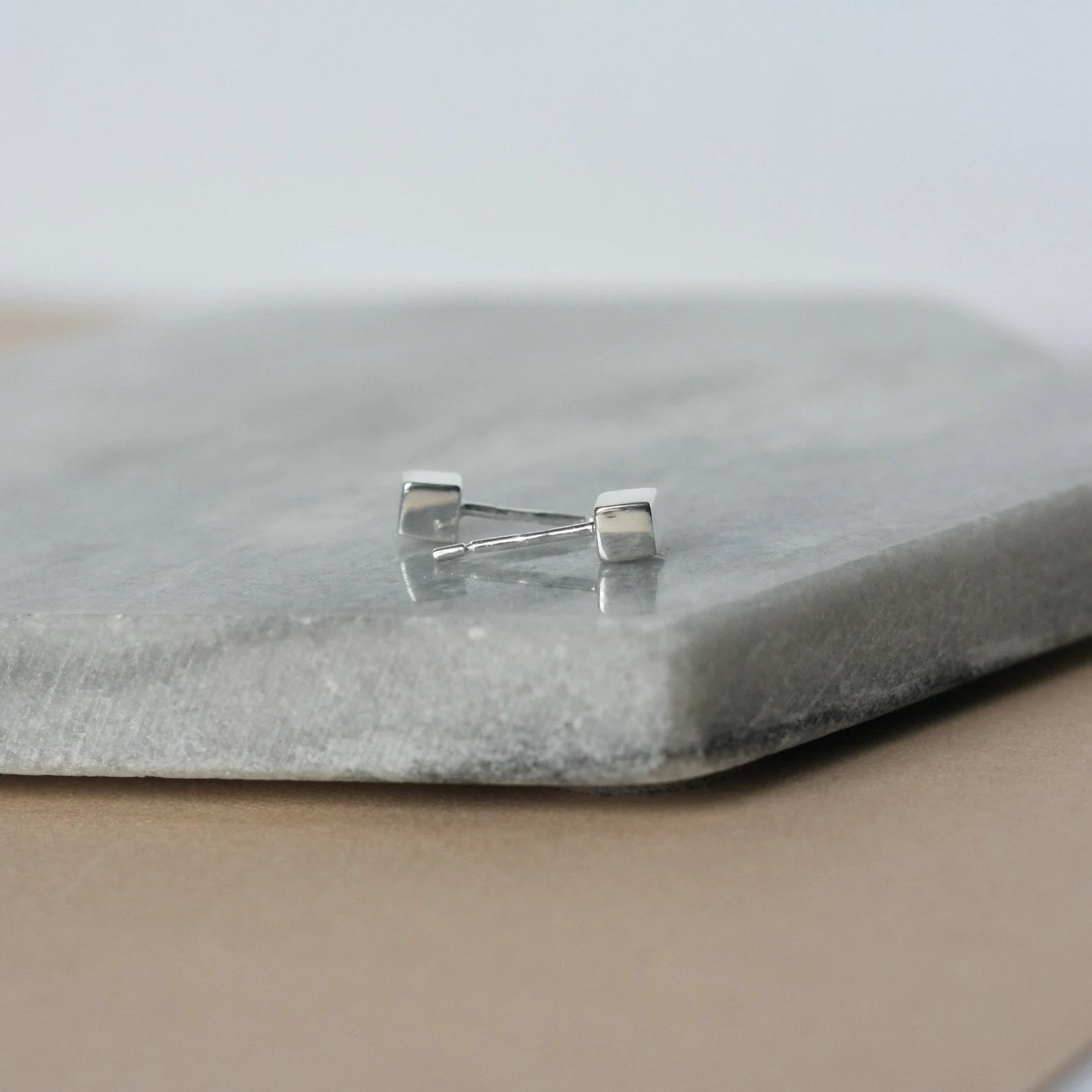 Small Sterling Silver Square Studs