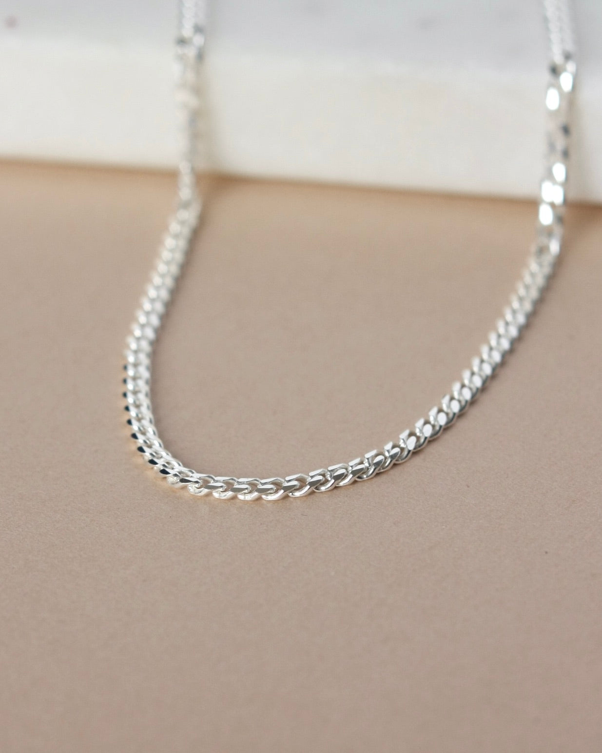 Shiny Sterling Silver Curb Chain Choker and Necklace – julie