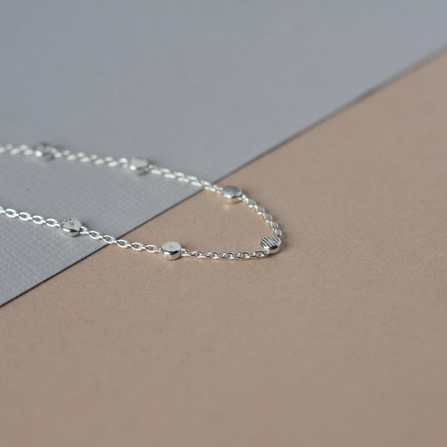 Dainty Minimalist Beaded Sterling Silver Chain Necklace