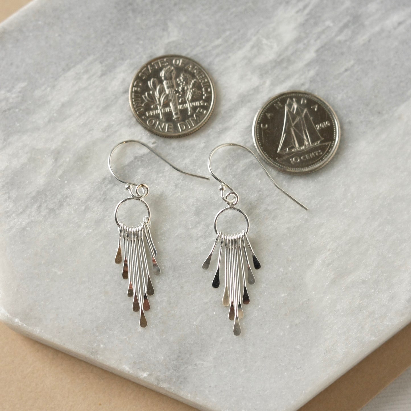 Small Sterling Silver Fringe Earrings