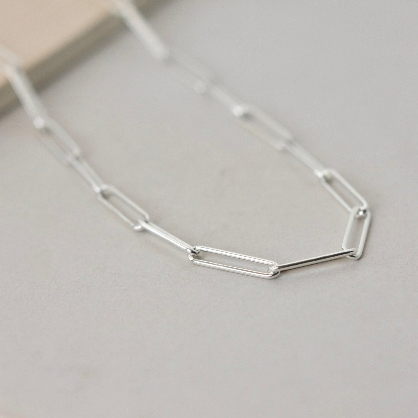 Silver Paper Clip Chain Necklace