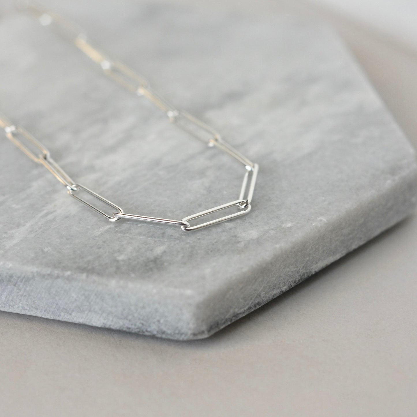 Silver Paper Clip Chain Necklace
