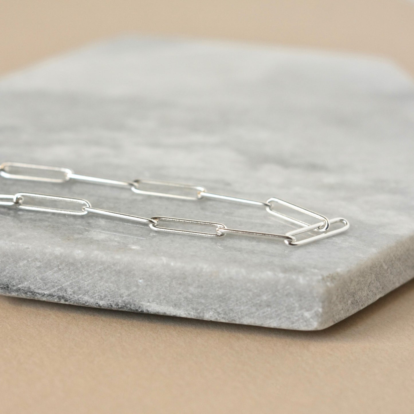 Silver Paper Clip Chain Necklace