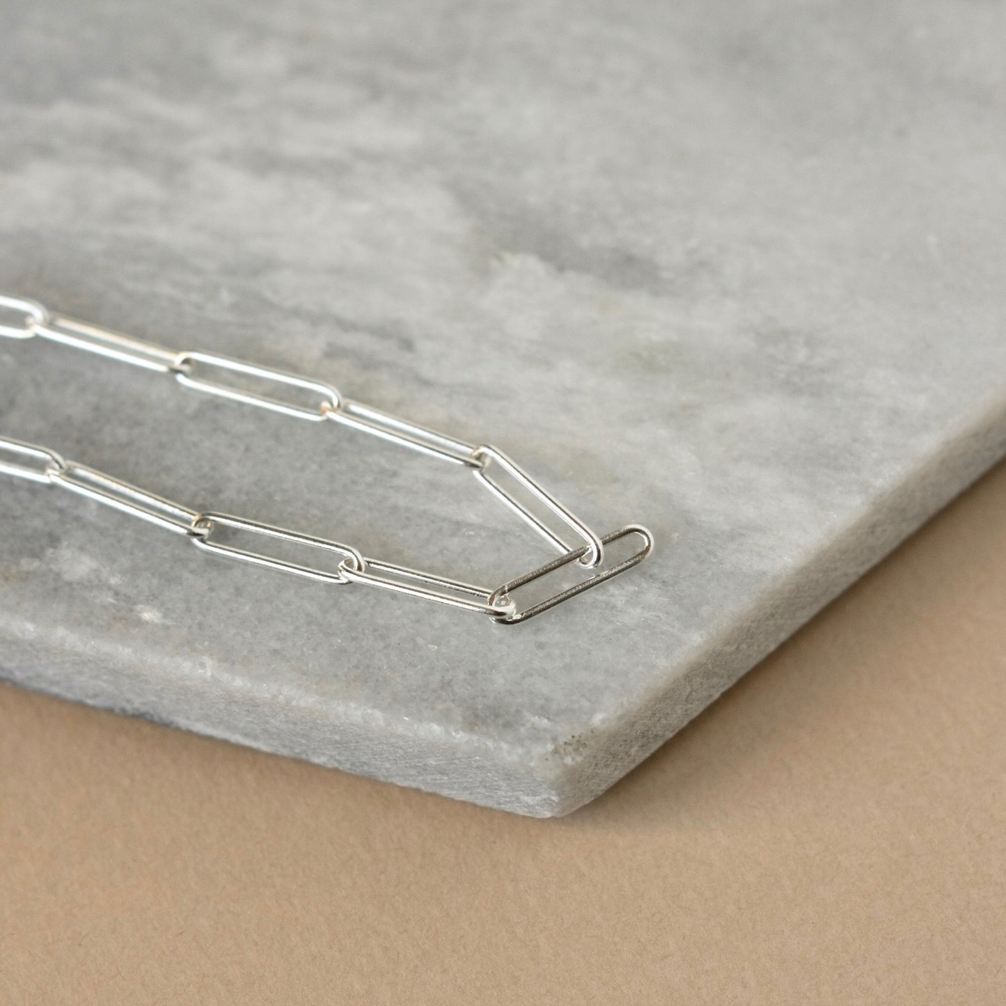 Silver Paper Clip Chain Necklace