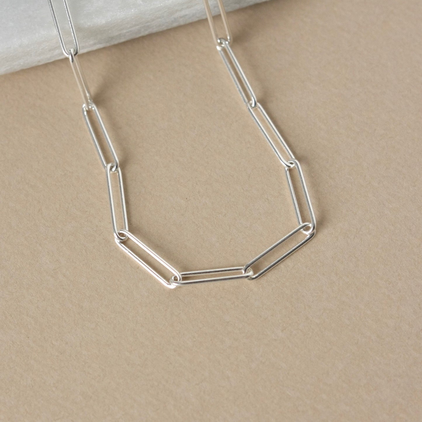 Silver Paper Clip Chain Necklace