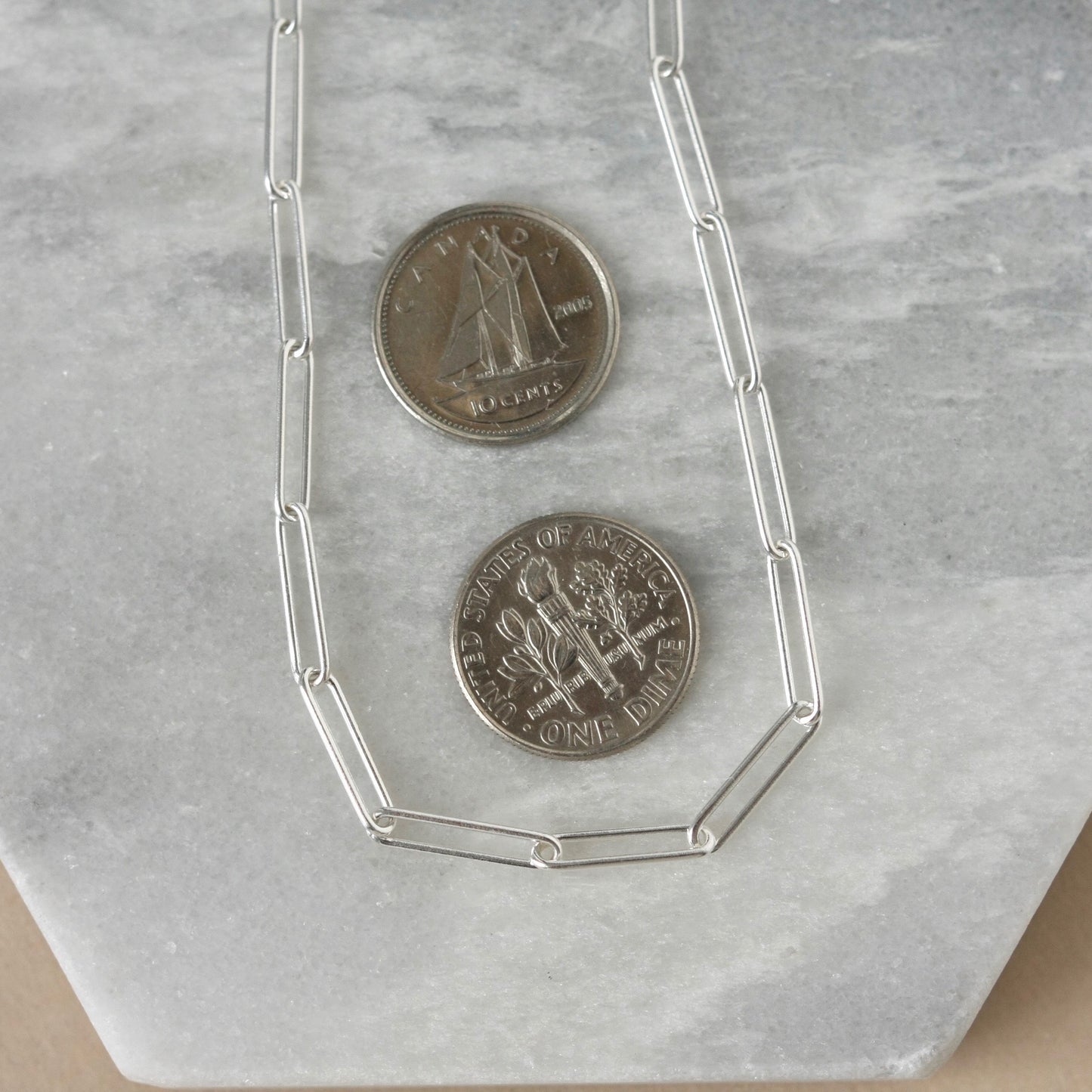 Silver Paper Clip Chain Necklace