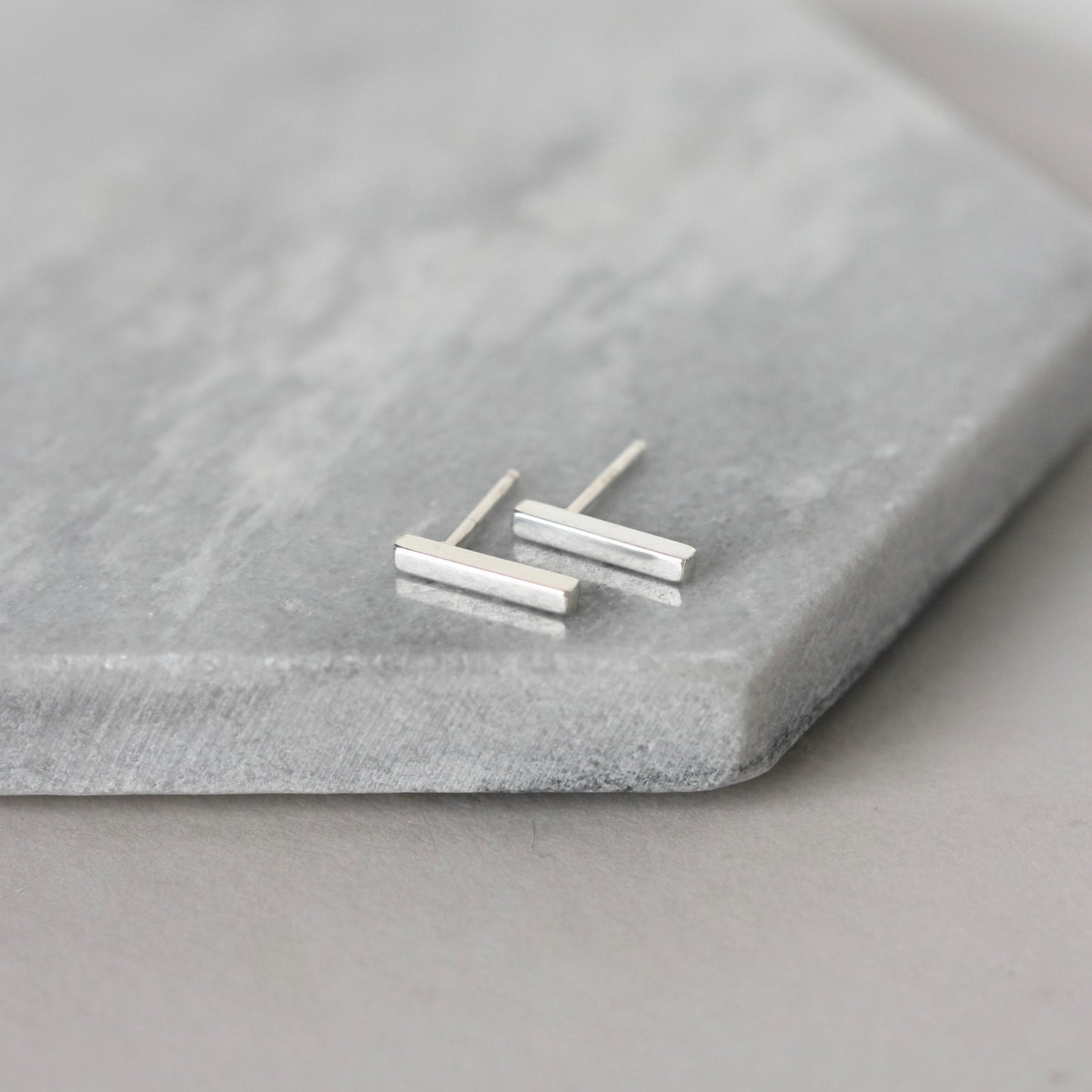 Small Sterling Silver Bar Stud Earrings