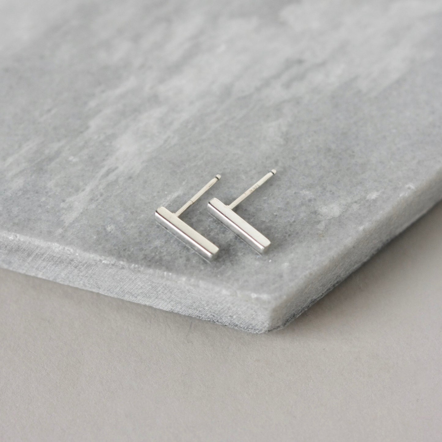 Small Sterling Silver Bar Stud Earrings