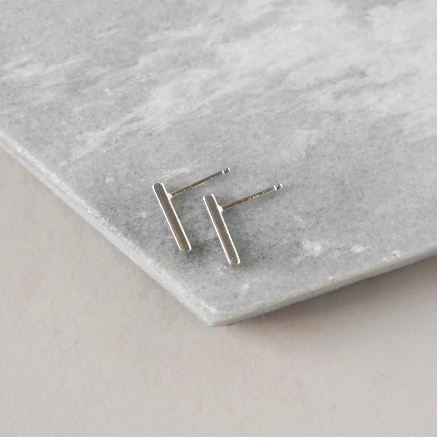 Small Sterling Silver Bar Stud Earrings