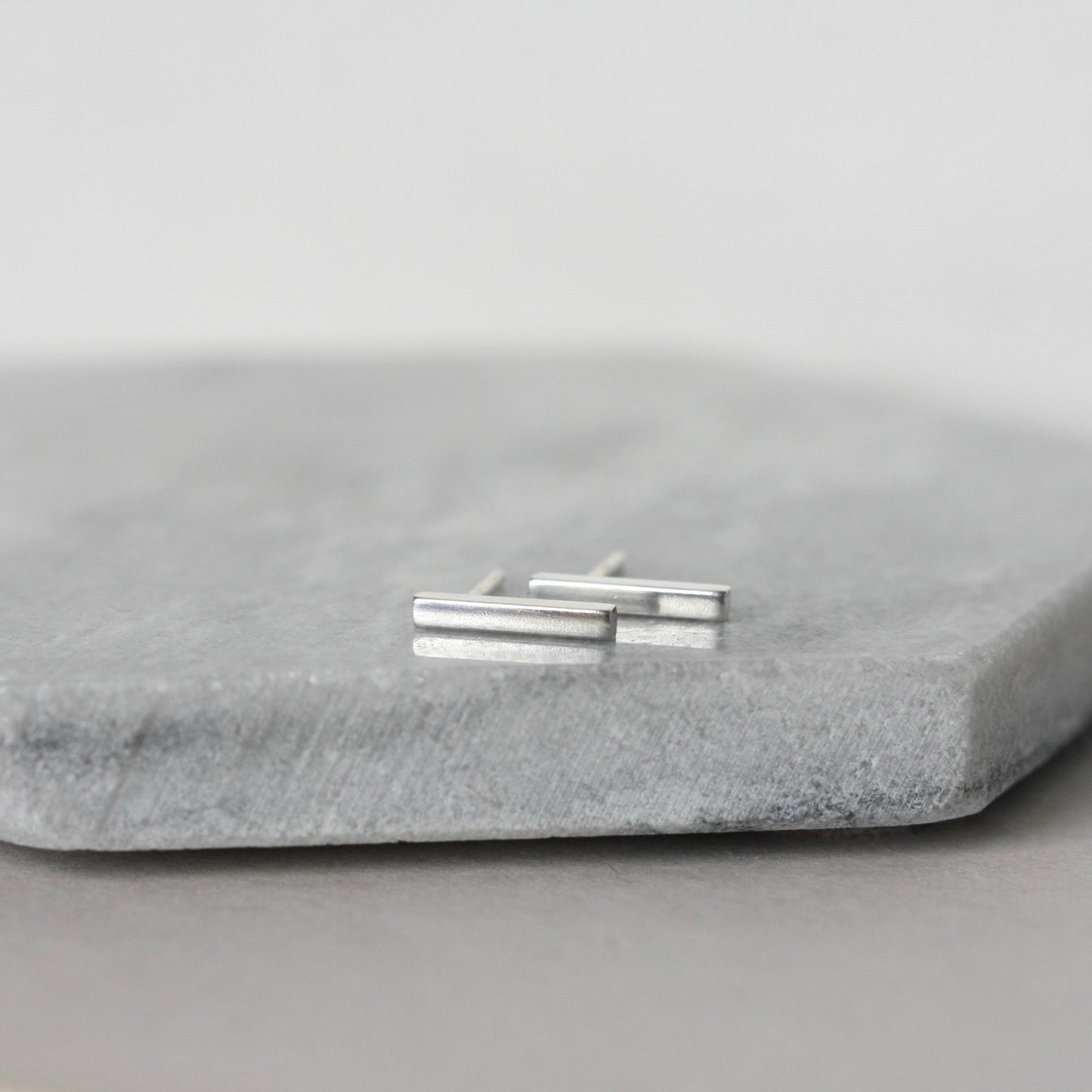 Small Sterling Silver Bar Stud Earrings
