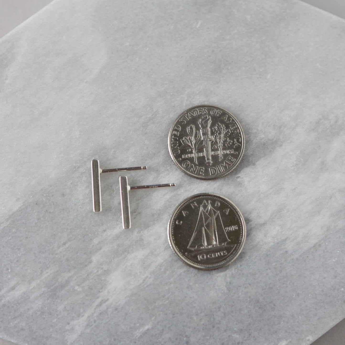 Small Sterling Silver Bar Stud Earrings
