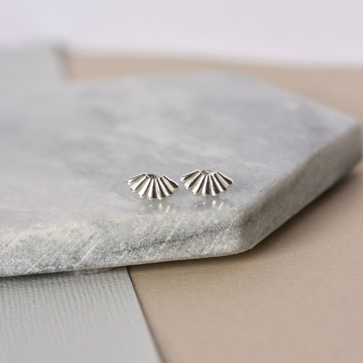 Small Sterling Silver Fan Earrings