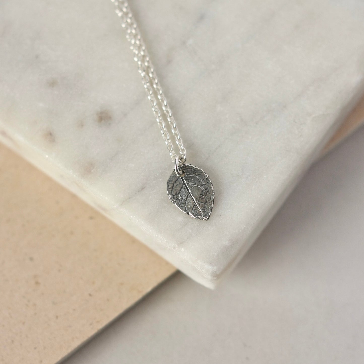 Minimalist Dainty Sterling Silver Leaf Necklace