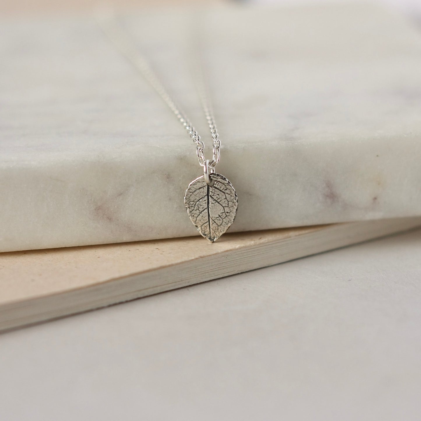 Minimalist Dainty Sterling Silver Leaf Necklace