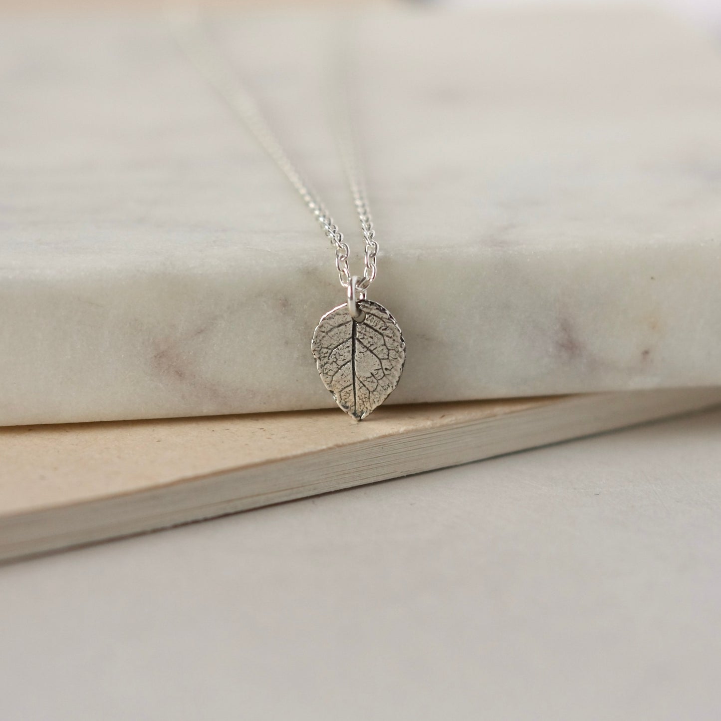 Minimalist Dainty Sterling Silver Leaf Necklace