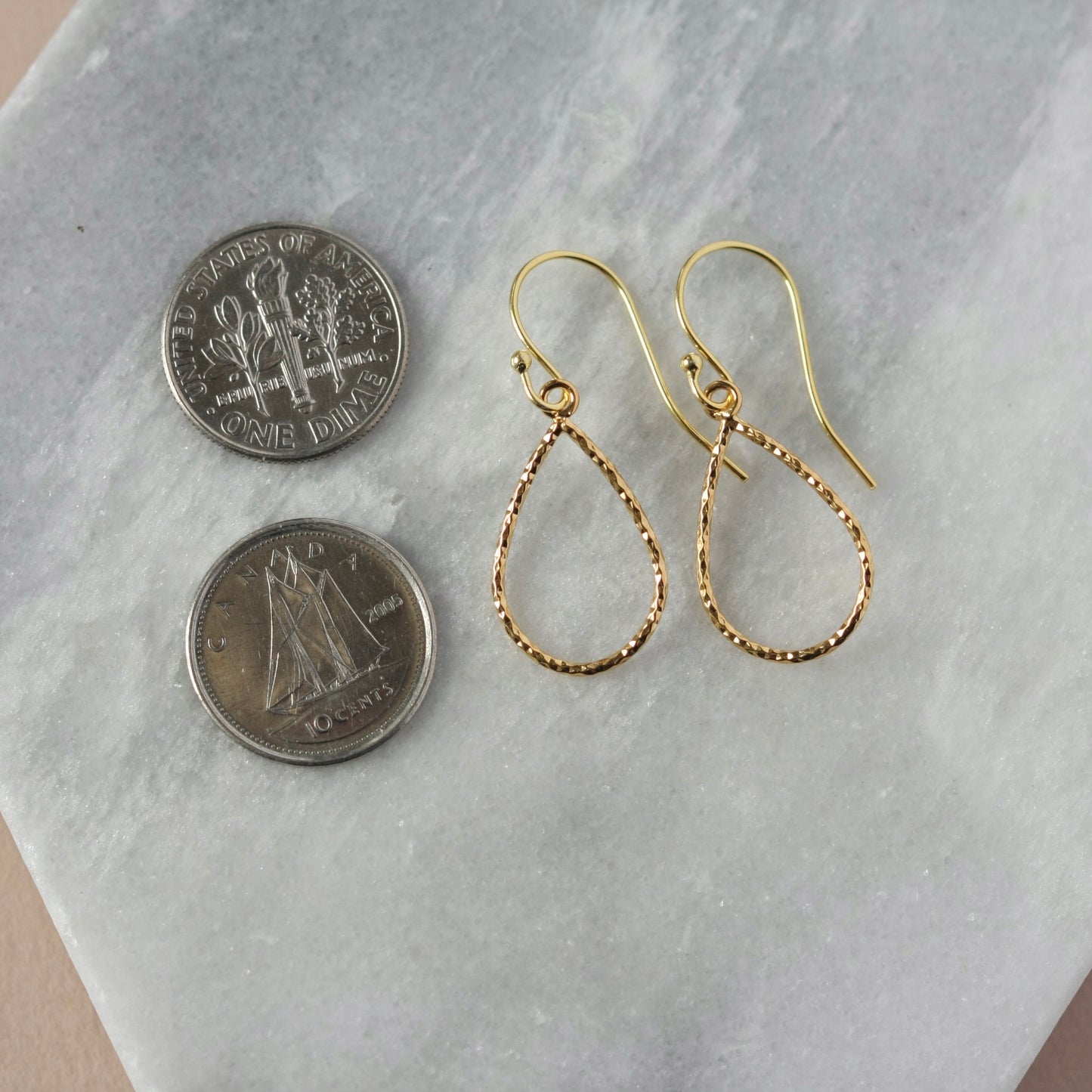 Gold Sparkly Teardrop Dangle Earrings