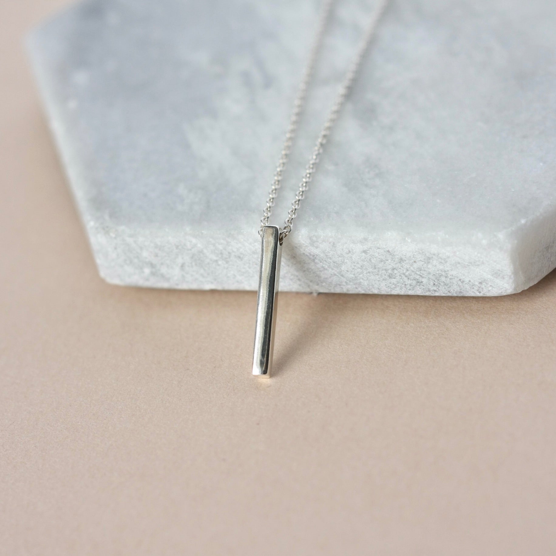 Minimalist Sterling Silver Bar Necklace