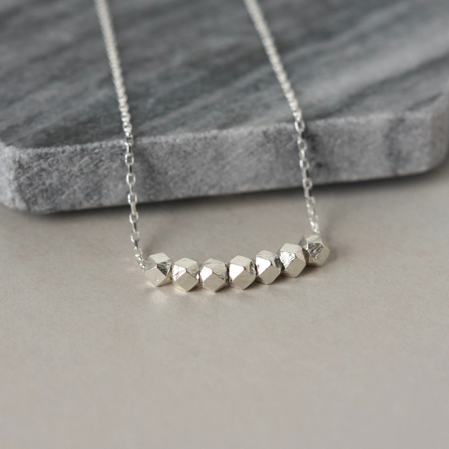 Sterling Silver Faceted Nugget Necklace
