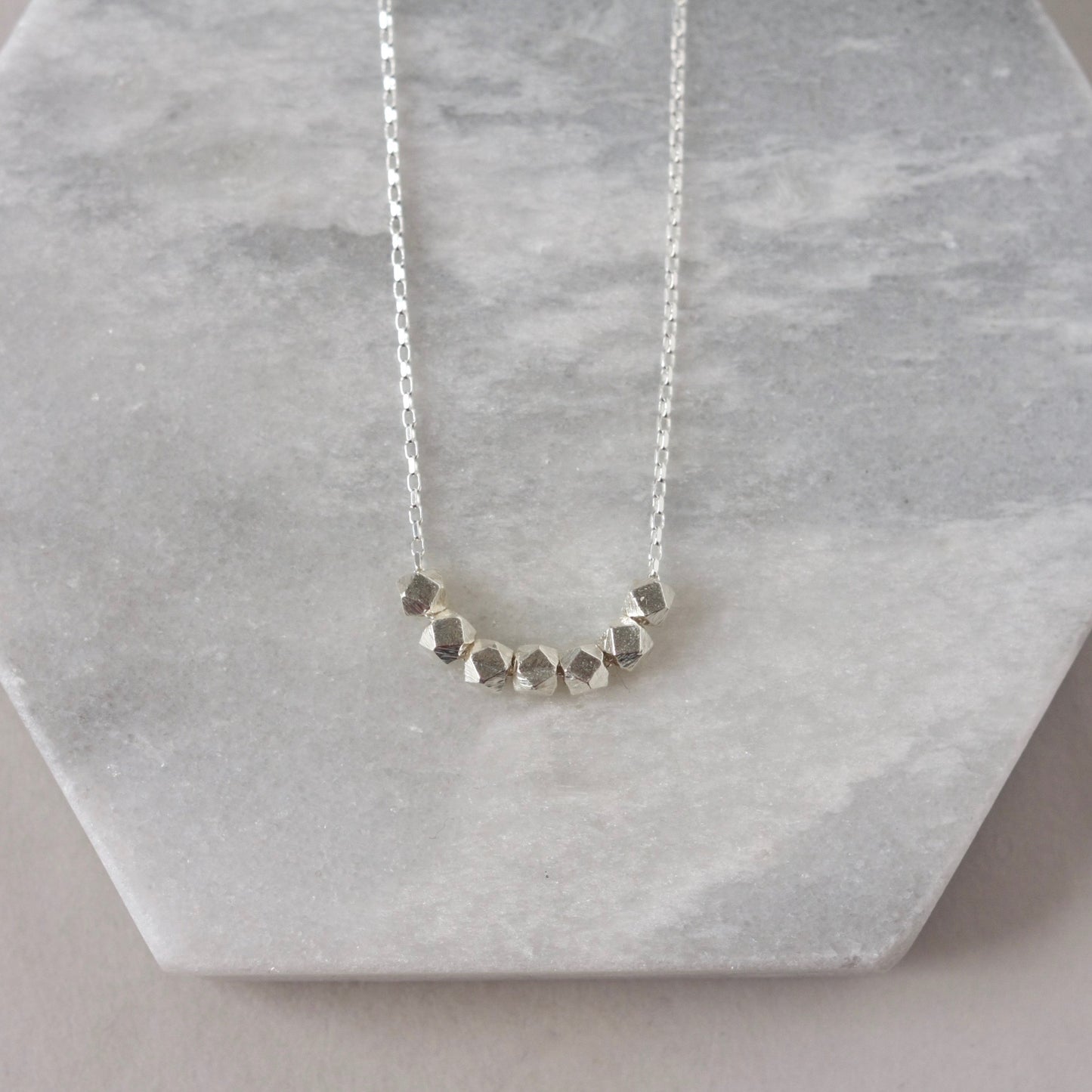 Sterling Silver Faceted Nugget Necklace