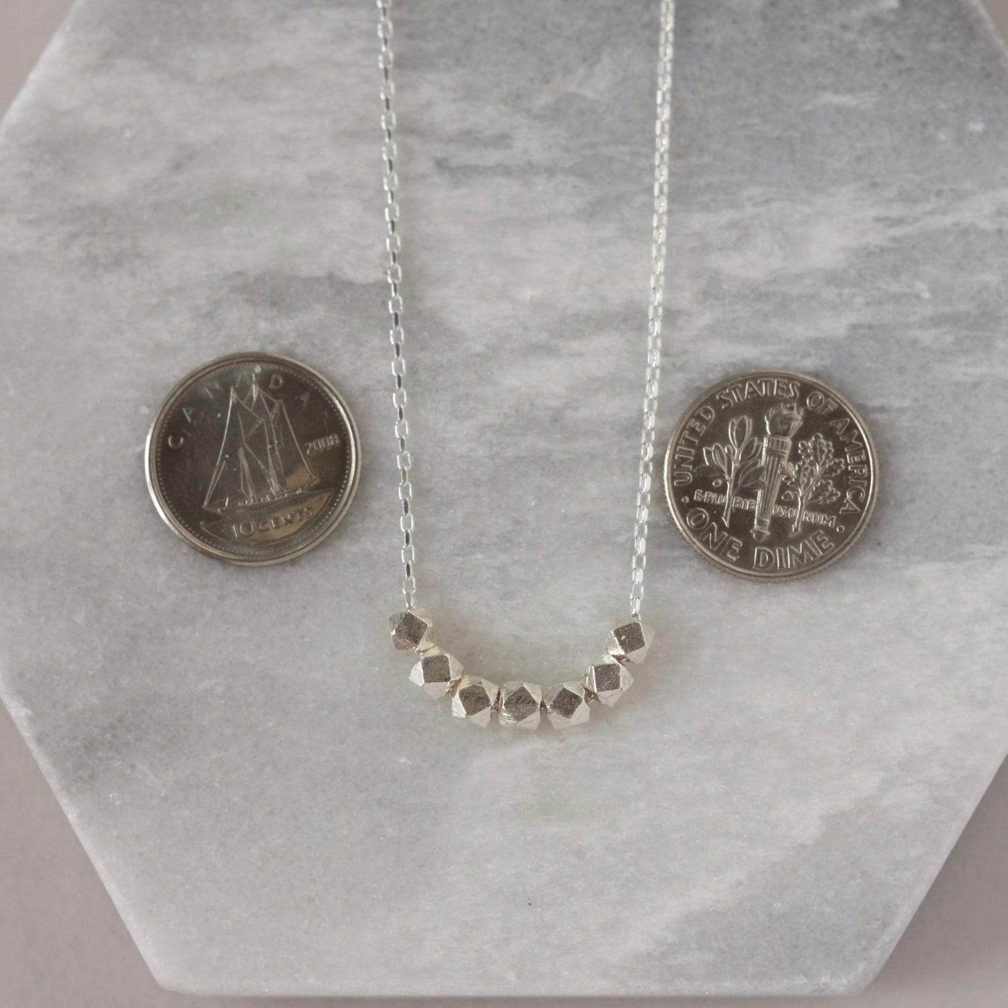 Sterling Silver Faceted Nugget Necklace