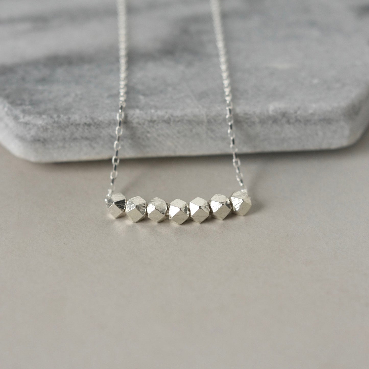 Sterling Silver Faceted Nugget Necklace