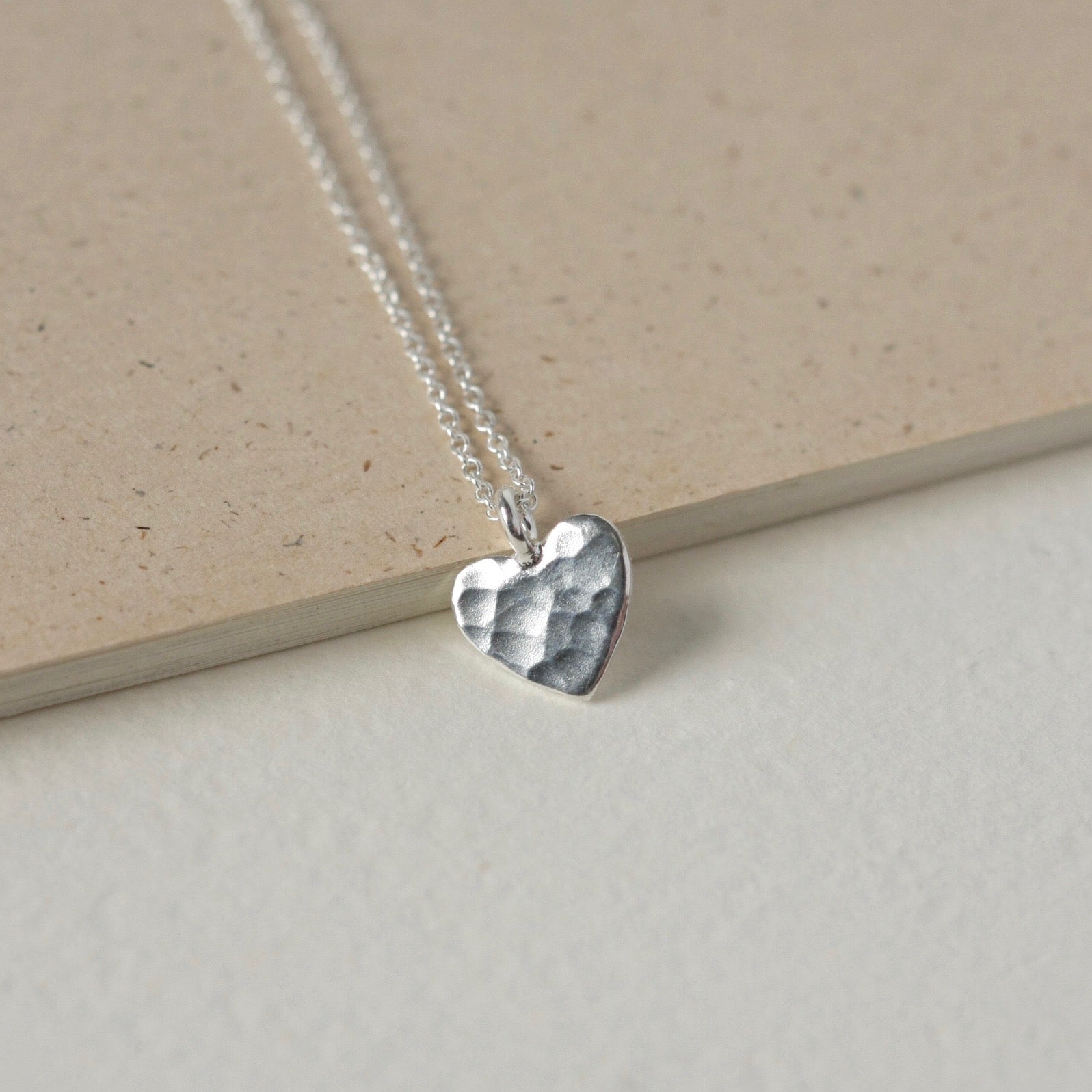 Hammered Sterling Silver Heart Necklace