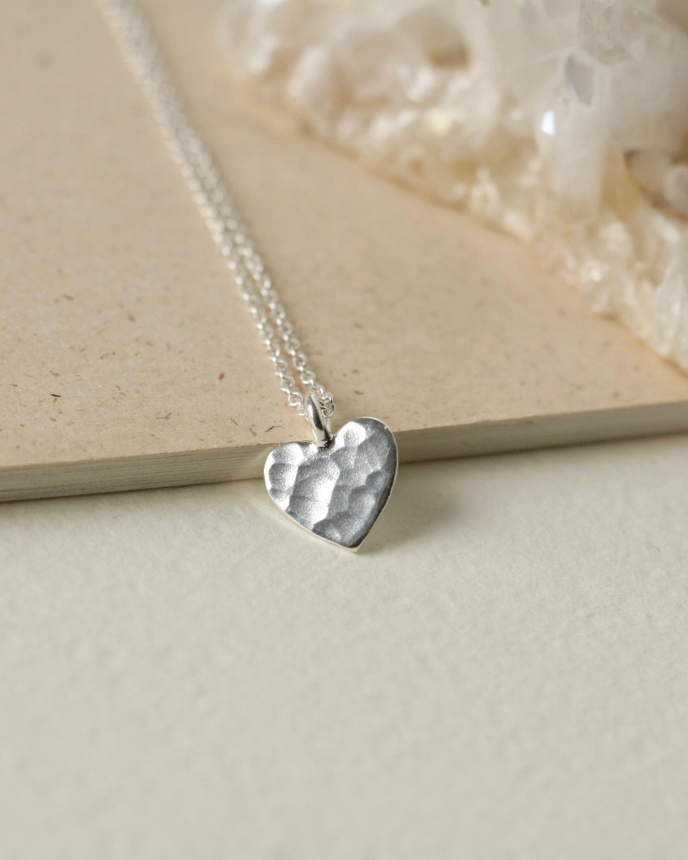 Hammered Sterling Silver Heart Necklace