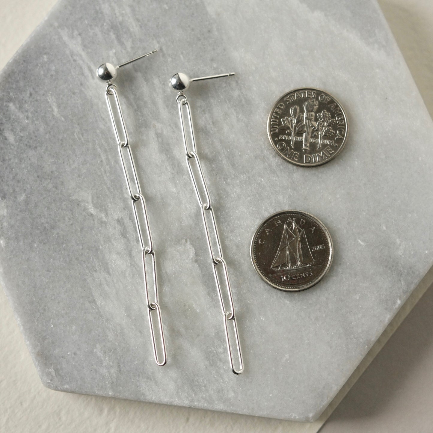 Sterling Silver Paper Clip Chain Earrings