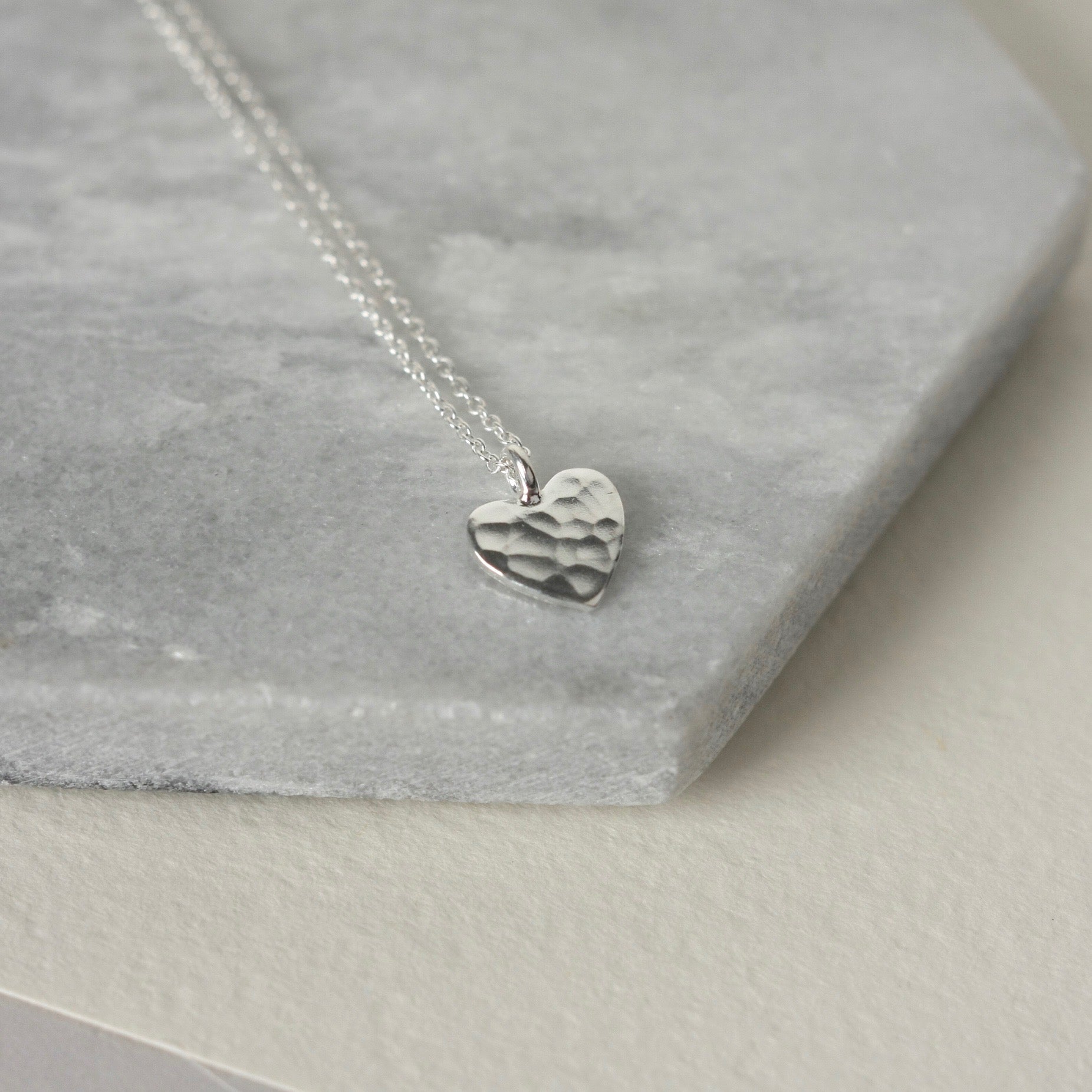 Hammered Sterling Silver Heart Necklace