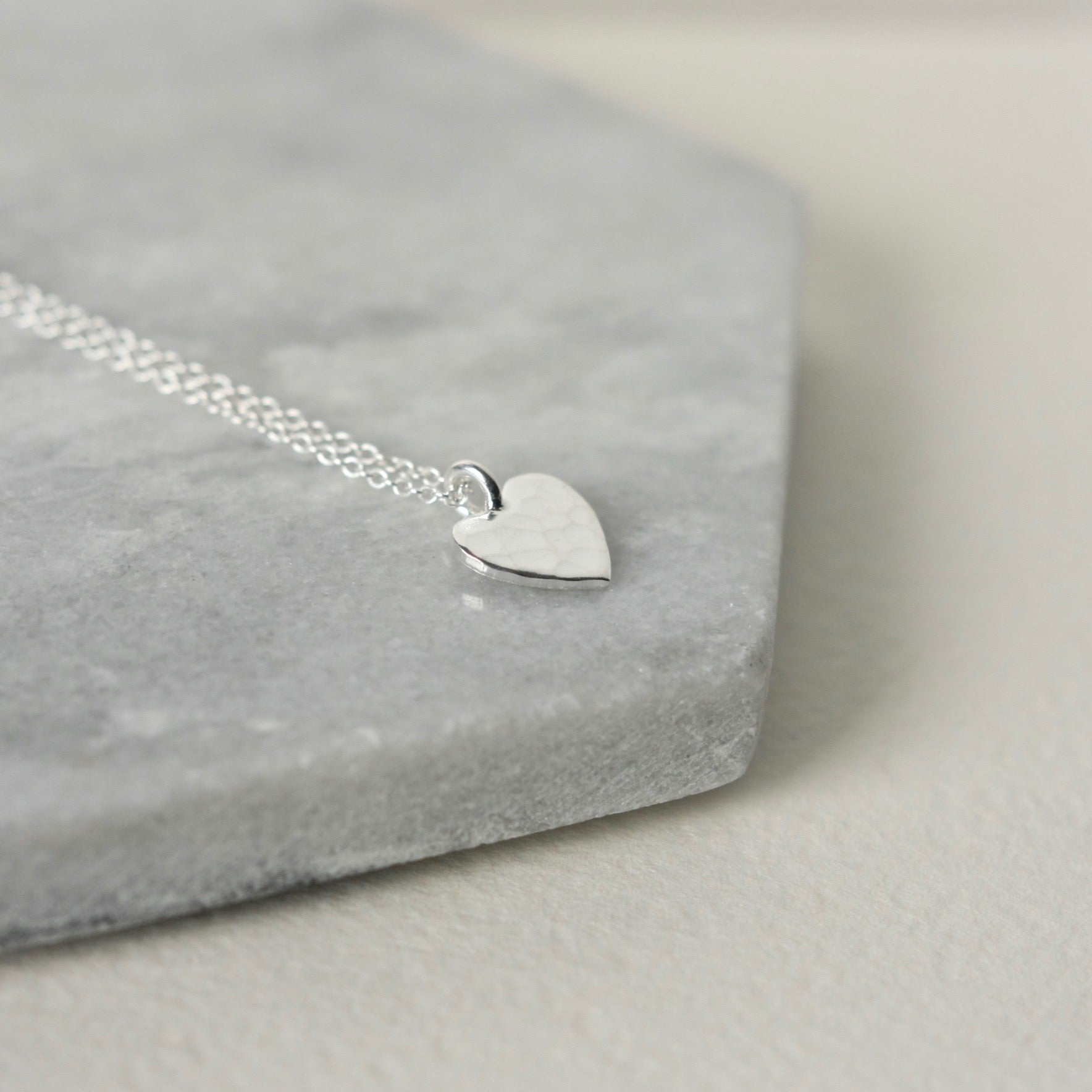Hammered Sterling Silver Heart Necklace