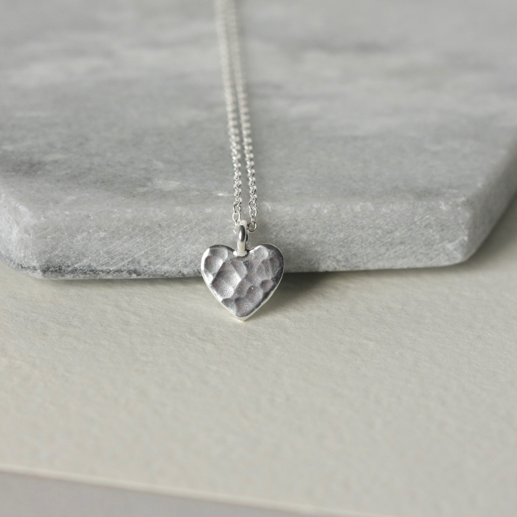 Hammered Sterling Silver Heart Necklace