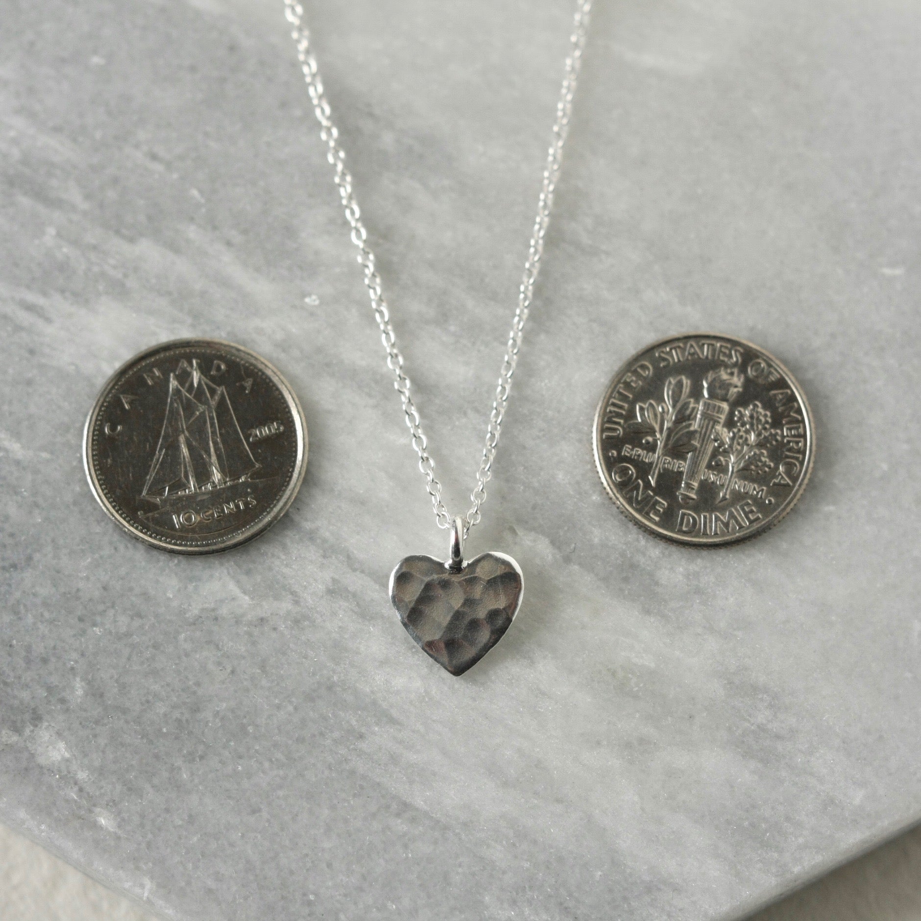 Hammered Sterling Silver Heart Necklace
