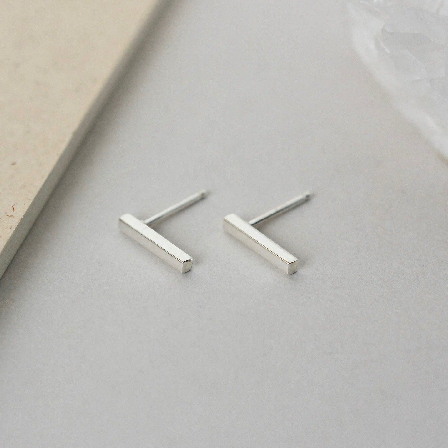 Dainty Sterling Silver Line Stud Earrings