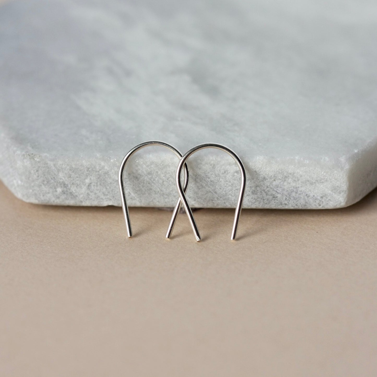 Small Minimalist Sterling Silver Horseshoe Hoops