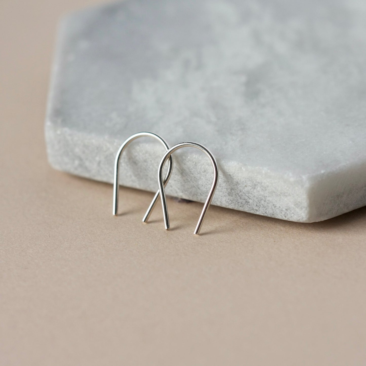 Small Minimalist Sterling Silver Horseshoe Hoops
