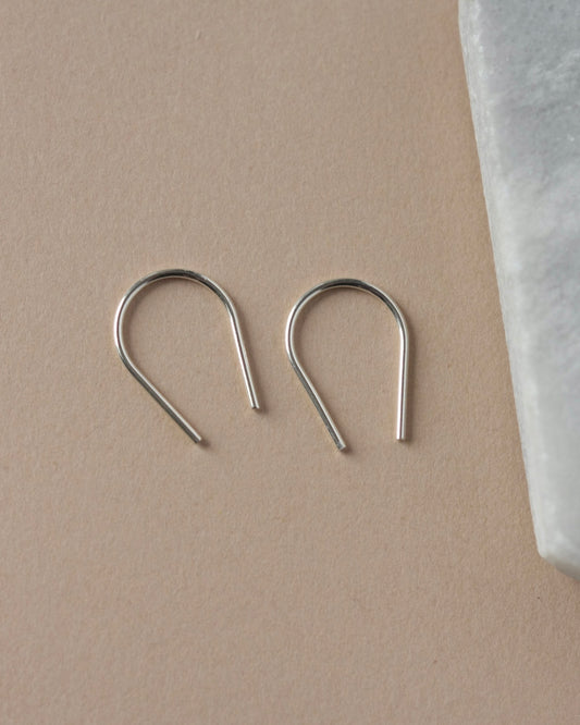 Small Minimalist Sterling Silver Horseshoe Hoops