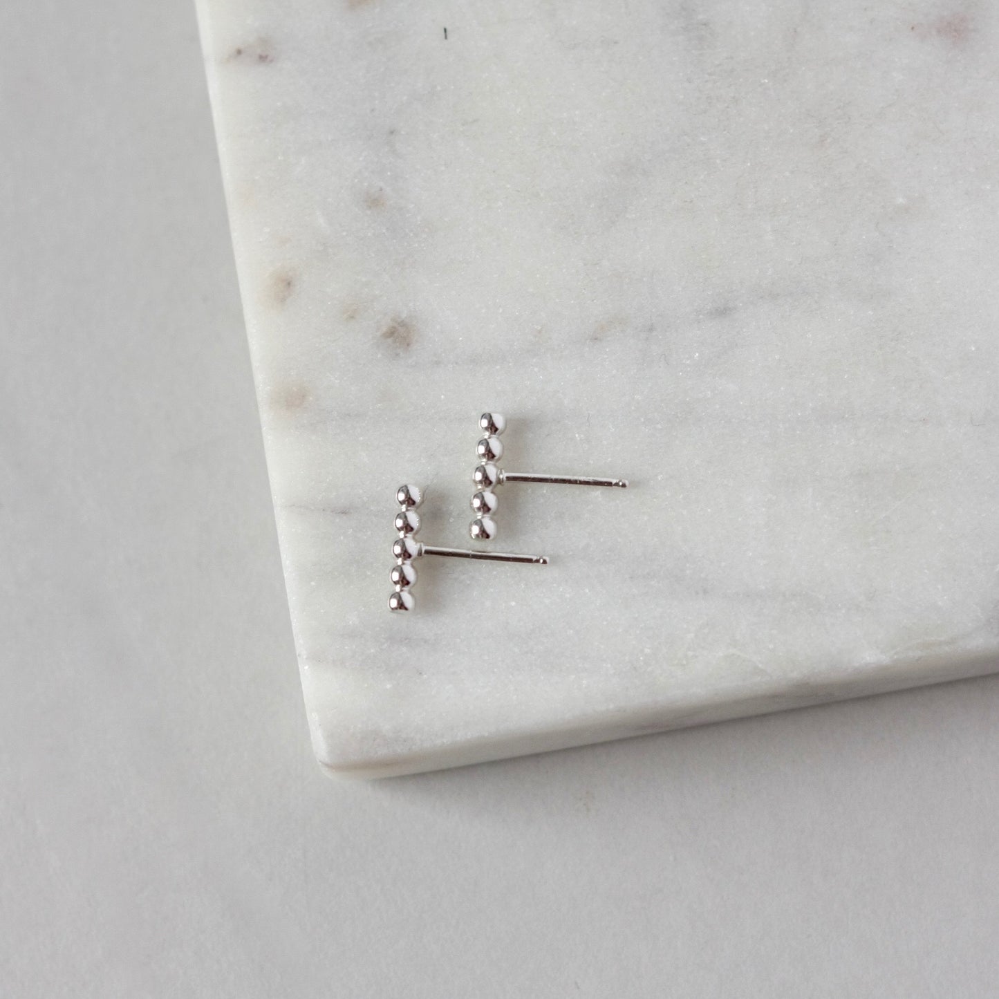 Dainty Sterling Silver Beaded Stud Earrings